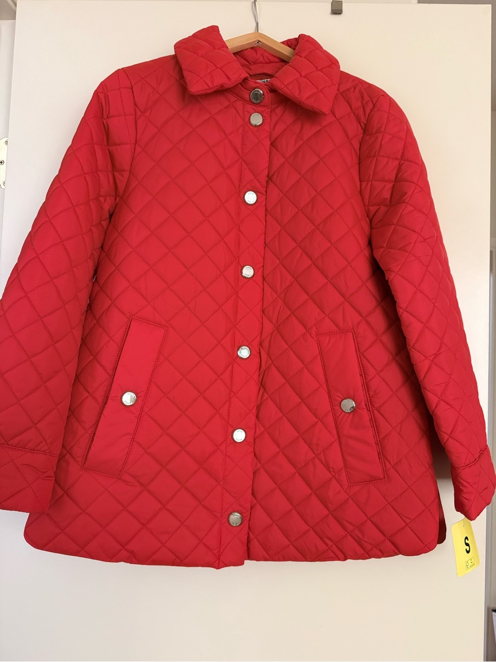 Anne Klein Quilted Red Snap-Front Puffer Jacket